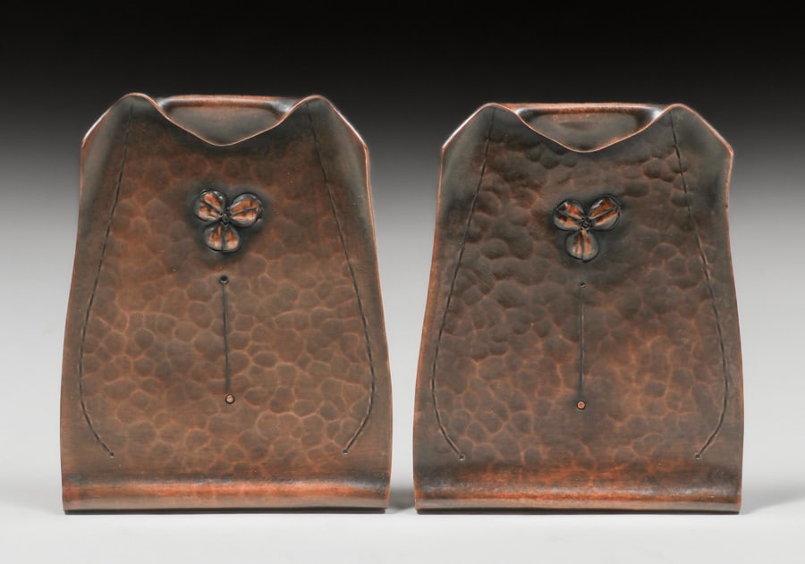 The Kopper Kraft Shop - Buffalo, NY Hammered Copper Bookends c1920-1925 (1 of 3)