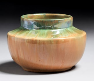 Fulper Pottery Lime Green & Orange Flambe Vase c1910