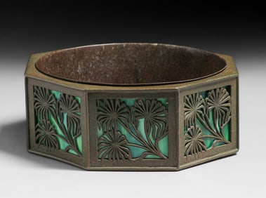 Bradley & Hubbard Brass & Slag Glass Eight-Sided Fernery c1910s