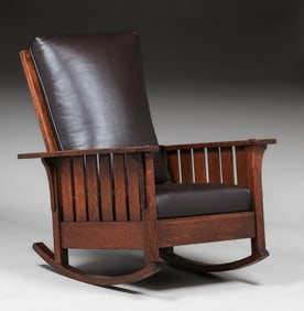 L&JG Stickley #475 Slatted Fixed-Back Rocker c1908-1912