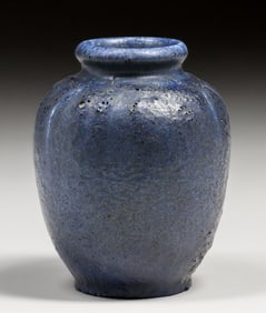 Grueby Pottery Matte Blue Vase c1905