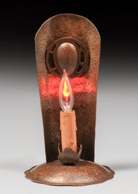 Arts & Crafts Hammered Copper Cutout Night Light c1920s