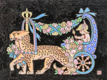 Harold Stabler (1872-1945) Silver Mounted Cloisonne Enamel Framed Plaque 1922