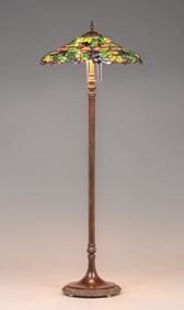 Duffner & Kimberly Grape Mosaic Glass Bronze Floor Lamp c1910