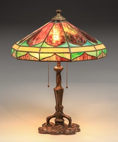 Arts & Crafts Leaded Glass Lamp c1910