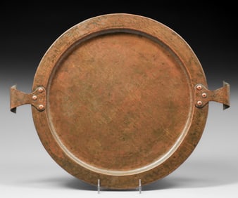 Stickley Brothers #222 Hammered Copper Two-Handled Tray c1910