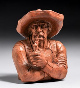 A. Moroder Hand-Carved Gentleman & Pipe c1930s