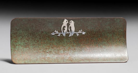 Heintz Sterling on Bronze Love Birds Pen Tray c1915