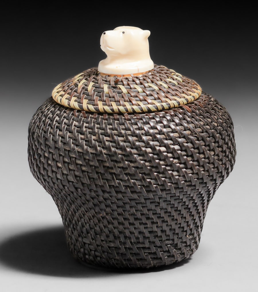 Harry Hank (b.1972 Inupiaq) Polar Bear Covered Baleen Basket c1990s (1 of 6)