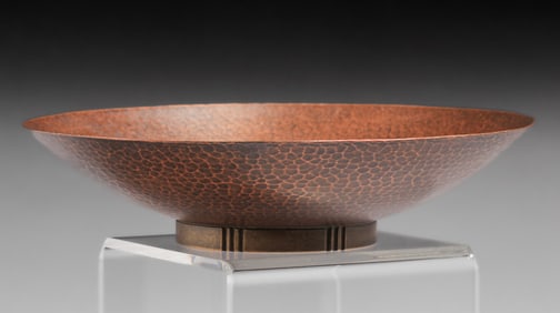 Dirk van Erp Hammered Copper & Brass Art Deco Bowl c1930s