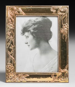 Arts & Crafts Gilt Repousse Hammered Copper Frame c1910s