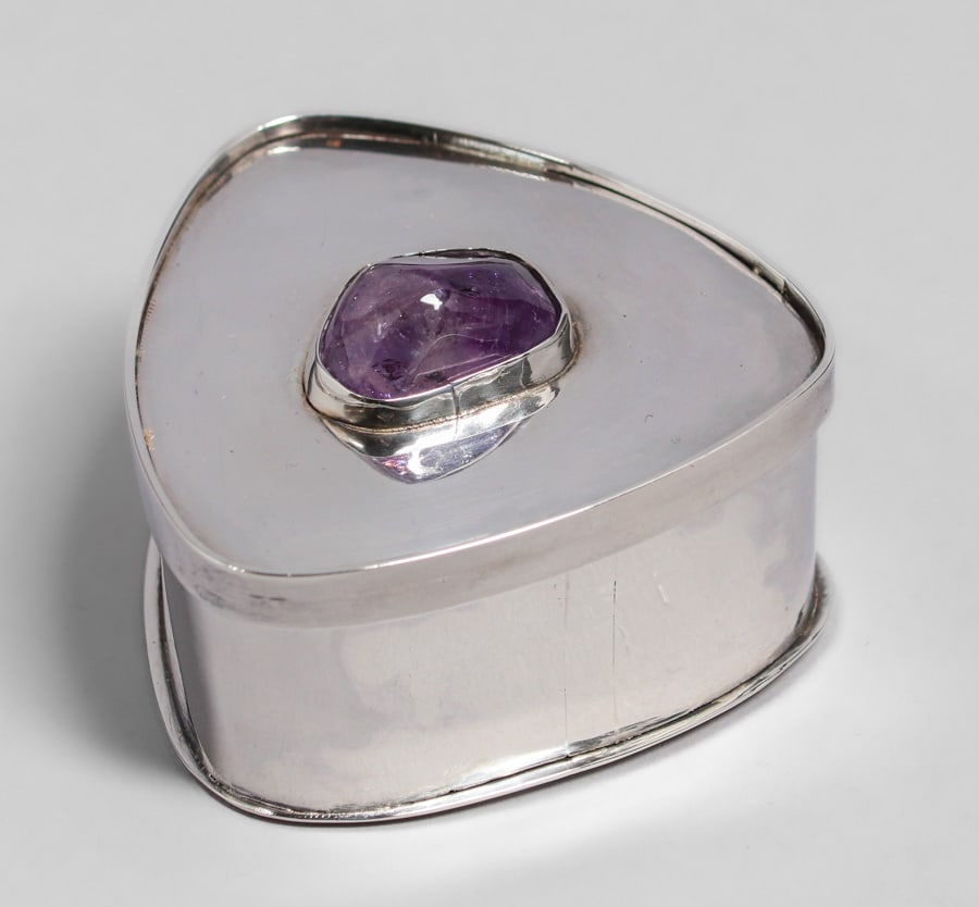 Arts & Crafts Modernist Sterling Silver & Amethyst Box c1920s (1 of 6)
