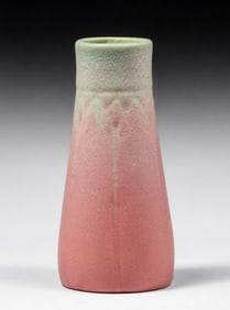 Rookwood Pottery #1824 Matte Green & Pink Vase 1914