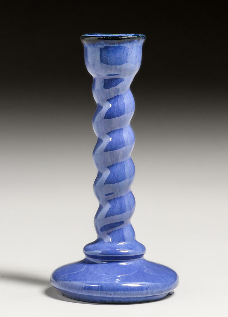 Fulper Pottery Chinese Blue Twist Candlesticlk c1917-1920 (1 of 4)