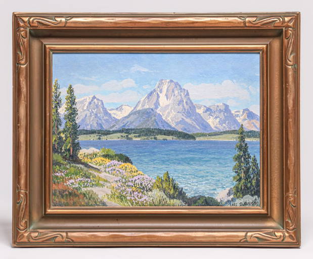 Carl Sammons (1883 1968) "mt Moran Jackson Lake Teton Mountains