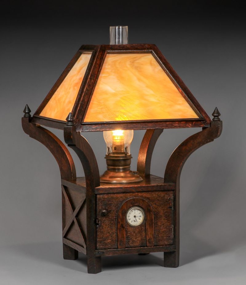 McHugh Early Mission Oak Lamp c1890s (1 of 9)