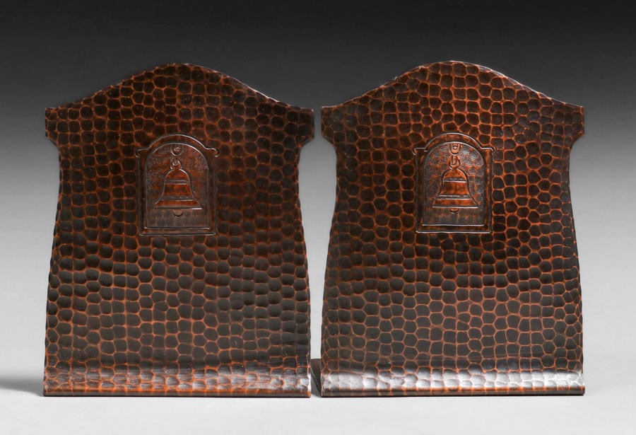 Craftsman Studios Hammered Copper Bookends c1920s (1 of 4)