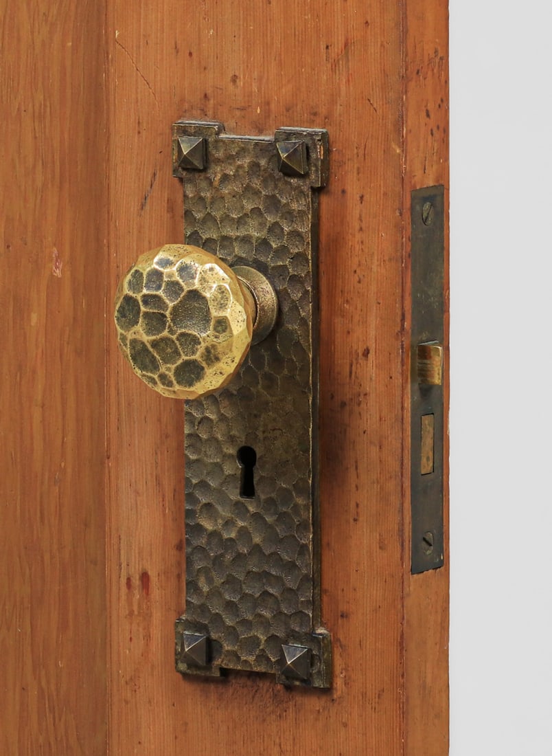 Harry St John Dixon Hammered Brass Door Knobs c1923 (1 of 11)