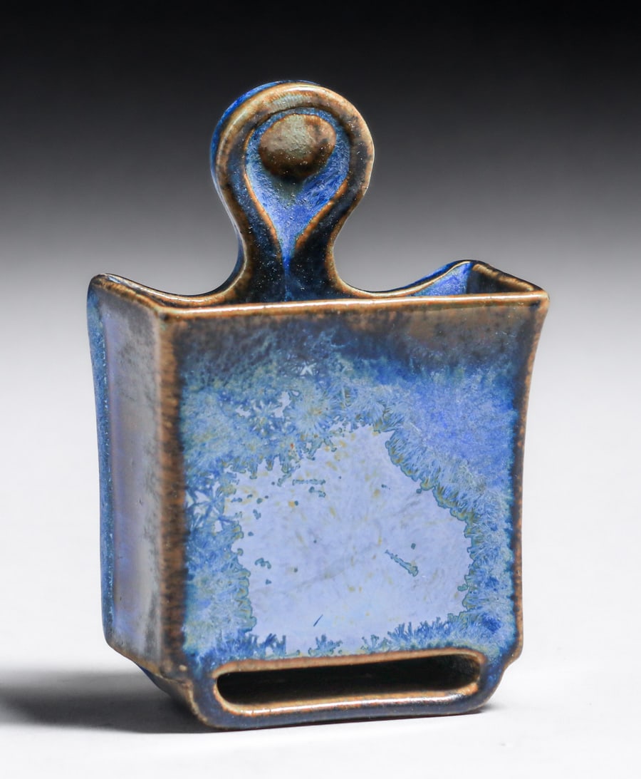 Unusual Fulper Pottery Blue Crystalline Matchstick Holder c1910s (1 of 5)