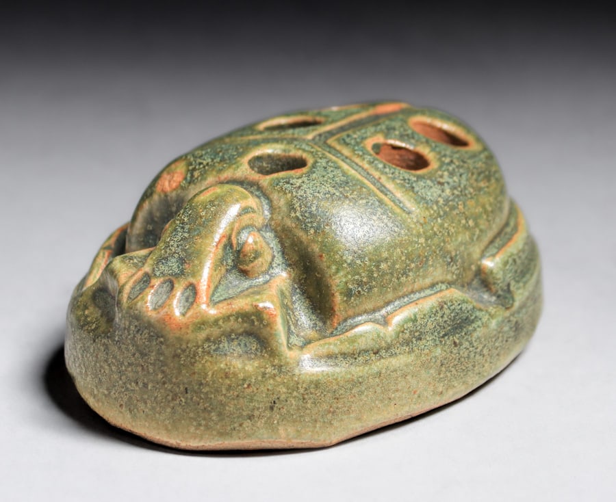 Fulper Pottery Scarab Flower Frog c1910s (1 of 5)