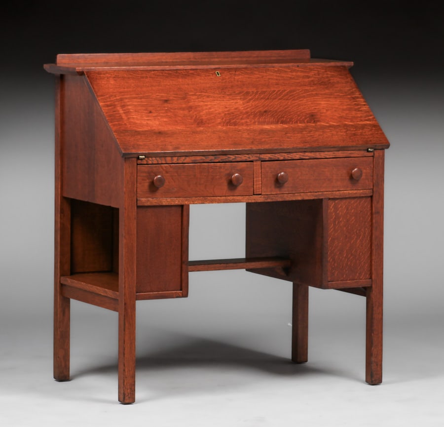 L&JG Stickley Two-Drawer Dropfront Desk c1912-1915 (1 of 5)