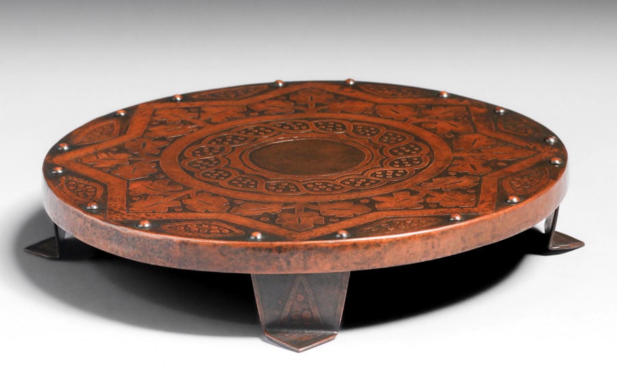 Boston Arts & Crafts Acid-Etched Hammered Copper Trivet 1931 (1 of 7)