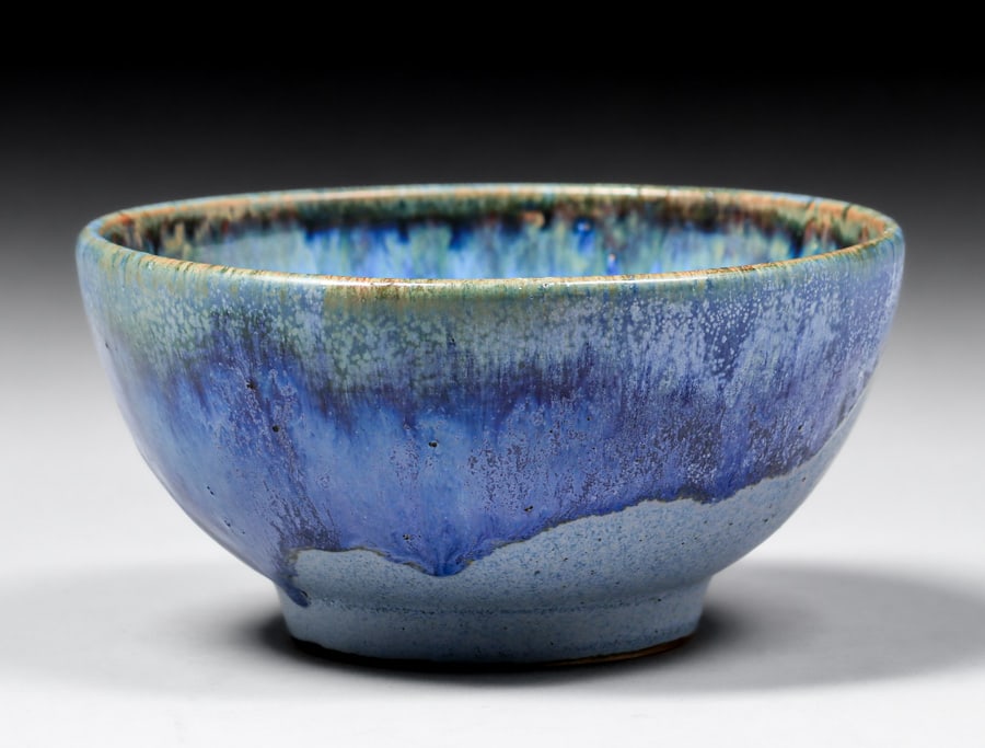 Fulper Pottery Blue Drip Cereal Bowl c1910s (1 of 4)
