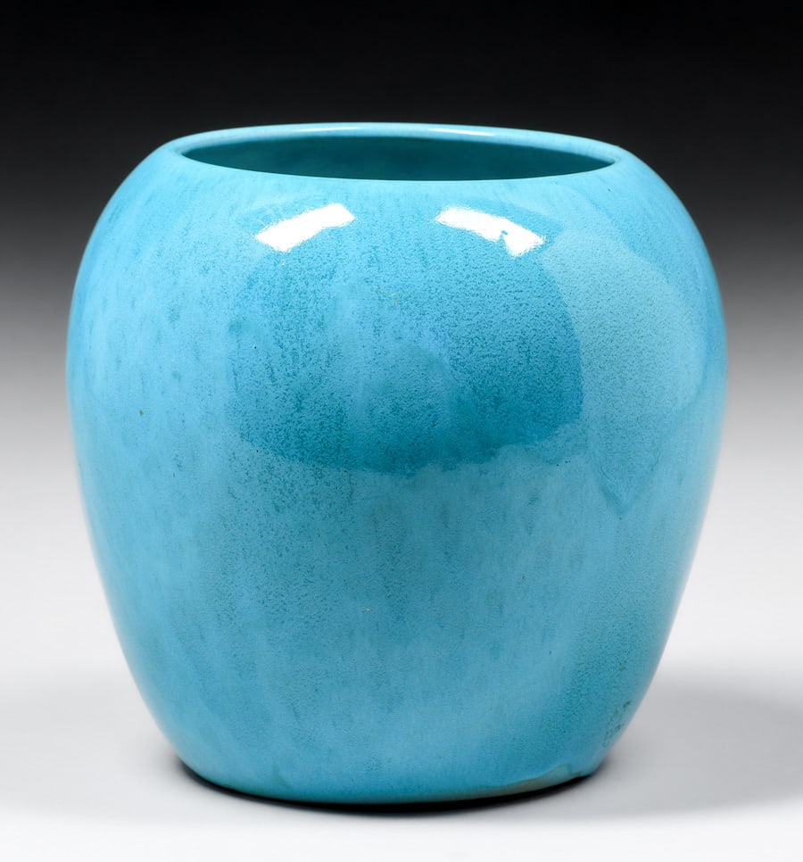 Large California Faience Turquoise Bulbous Vase c1920s (1 of 4)