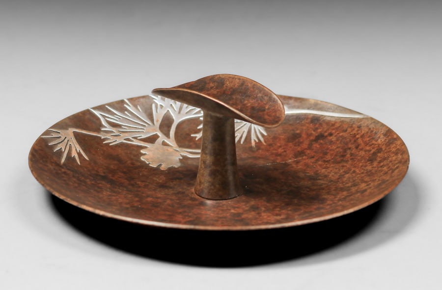 Heintz Sterling on Bronze Overlay Ashtray c1915 (1 of 7)
