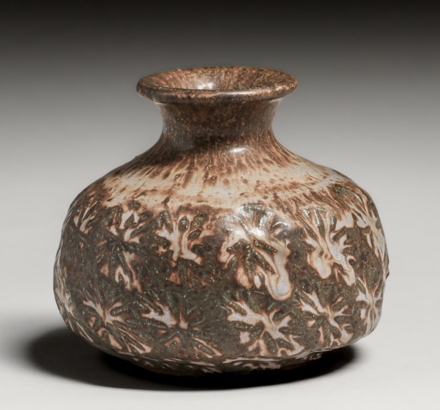 Frederick Carlton Ball (1911-1992) Mid-Century Studio Vase: Frederick Carlton Ball (1911-1992) Mid-Century Studio Vase. Signed. Perfect condition. 4"h x 4.25"d. Spend $7500 or more at our two day auction and all of your SHIPPING IS FREE within the lower 48 sta