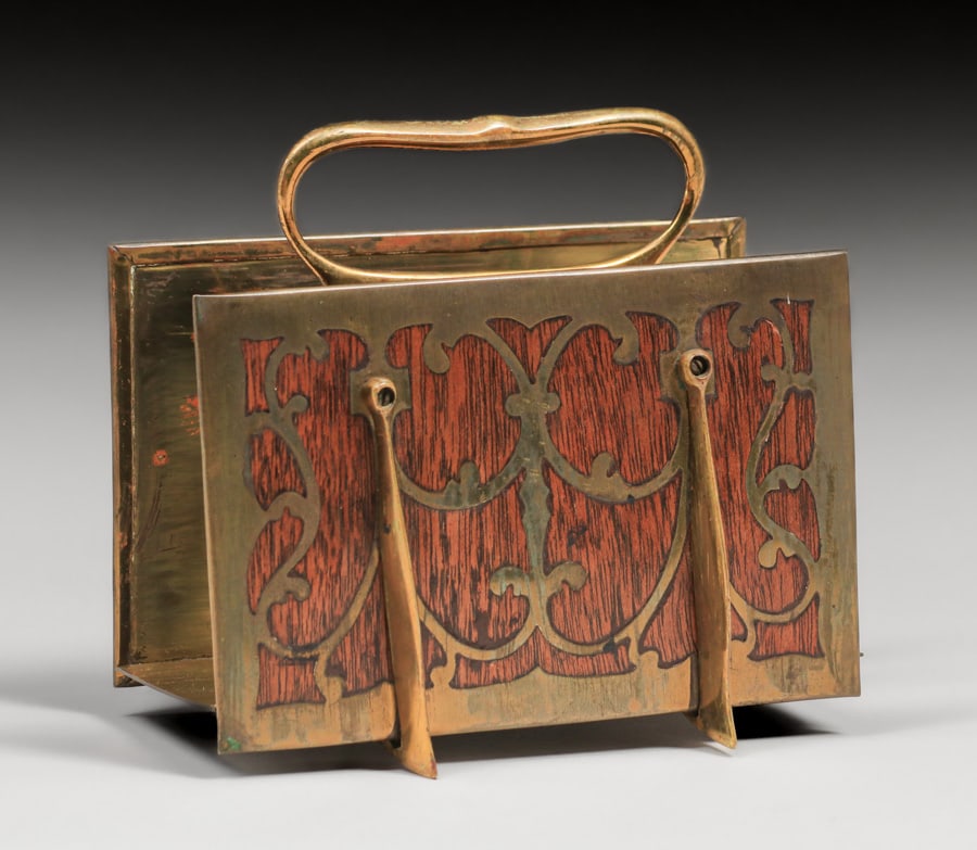 Erhard & Sohne - German Arts & Crafts Mahogany & Brass Letter Rack c1905 (1 of 4)