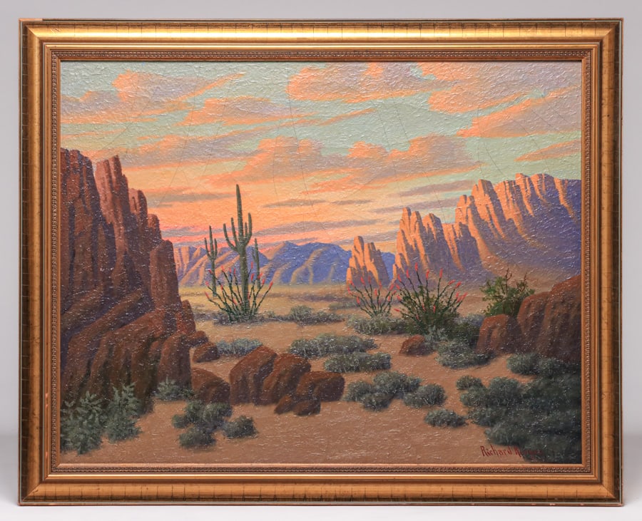 Richard Kruger (1875-1965) Large Painting Desert Southwest c1920s (1 of 5)