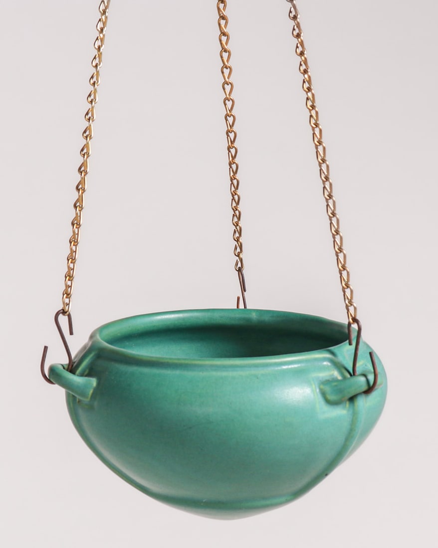 Roseville Pottery Matte Green Hanging Basket c1910s (1 of 4)