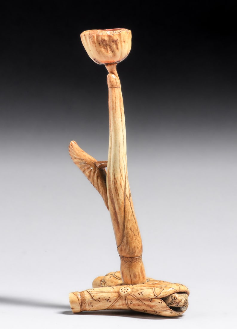 Antique Japanese Meiji Period Hand-Carved Flower c1900s (1 of 5)