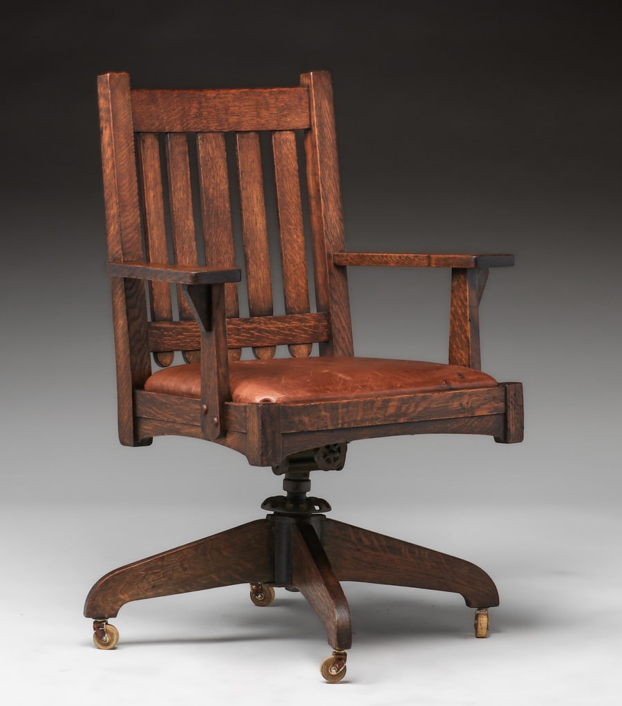 Stickley Brothers Oak Swivel Chair c1910 (1 of 3)