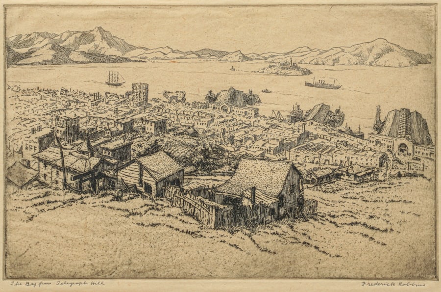 Frederick Goodrich Robbins (1893-1974) Etching "The Bay from Telegraph Hill" c1920s (1 of 7)