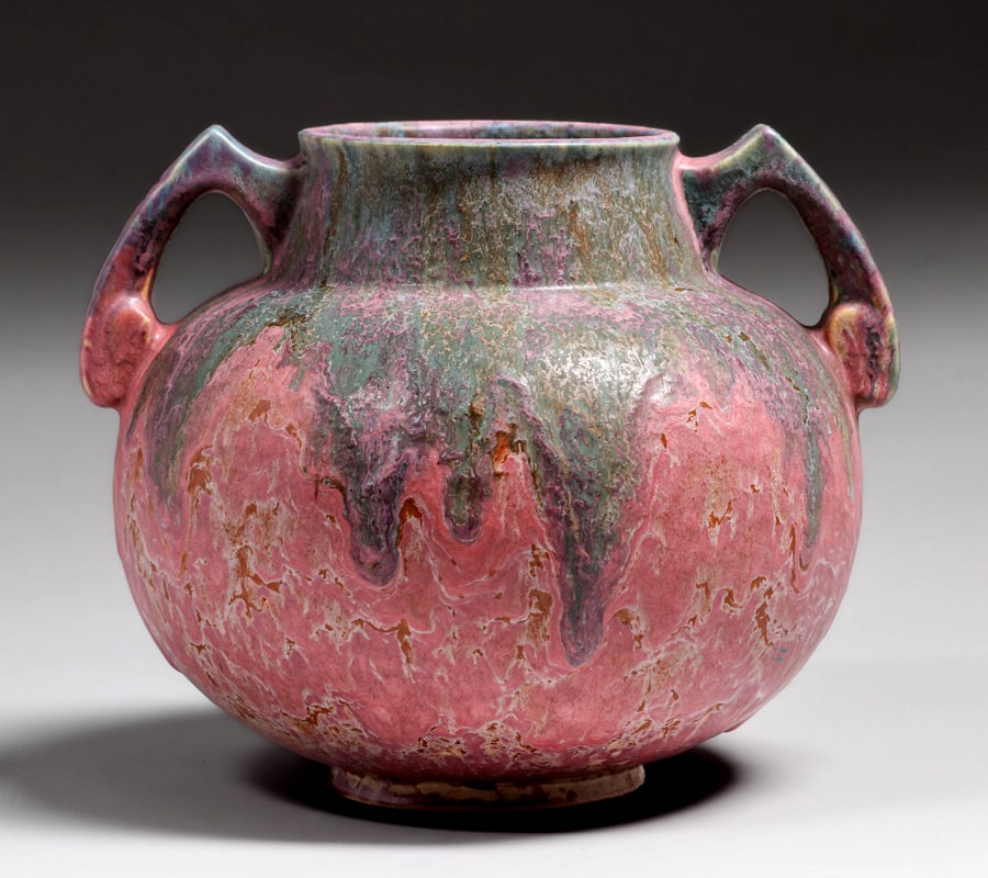 Large Roseville Carnelian II Two-Handled Vase c1920s (1 of 6)