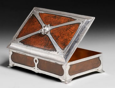 Joseph Heinrichs Hammered Copper & Silver Cigar Box c1905