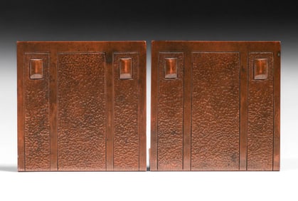 Karl Kipp - Walter Jennings Hammered Copper Secessionist Bookends c1911.
