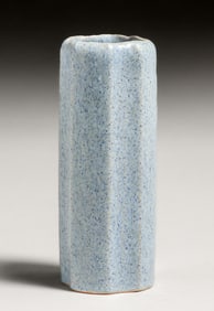 Arequipa Pottery Speckled Blue Fluted Vase c1912-1918