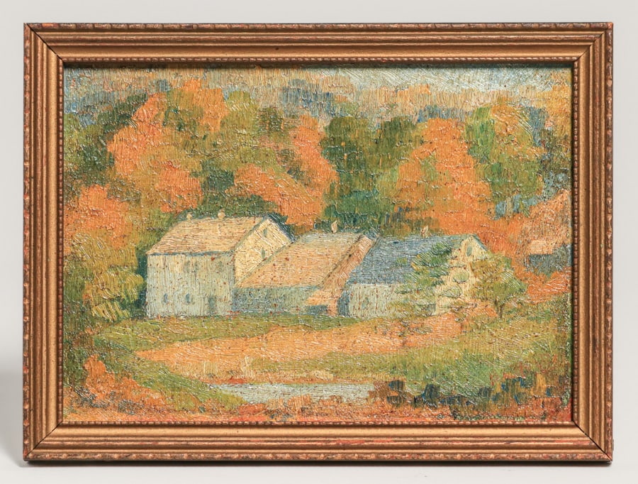 Bertha Corson Day Bates (1875-1968) Germantown, PA Homestead c1920s: Bertha Corson Day Bates (1875-1968) Germantown, PA Homestead c1920s. Old backing notes "Miss Bertha Bates an artist made this picture". Excellent condition. 5"h x 7"w. Frame 5.75"w x 7.75"w . Spend $7