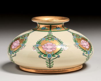 American Arts & Crafts Hand-Decorated Japanese Satsuma Vase 1932