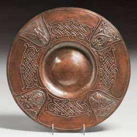 Scottish Arts & Crafts Repousse Hammered Copper Plaque c1900