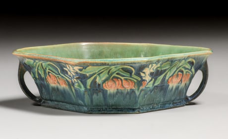 Roseville Pottery Green Baneda Two-Handled Vase c1930s