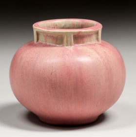 Fulper Pottery Matte Pink Spherical Vase c1917-1920