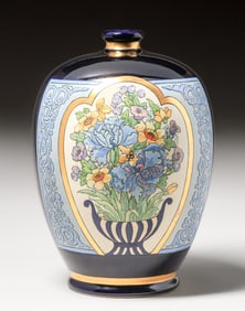 Arts & Crafts Hand-Decorated Japanese Satsuma Vase c1910s