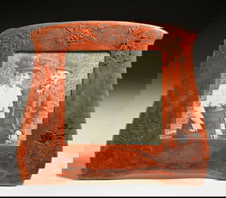 Large Arts & Crafts Period Hand-Tooled Leather Picture Frame c1910