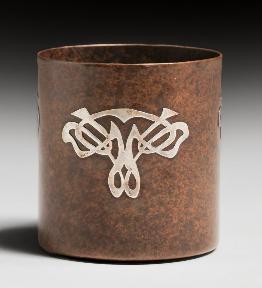 Early Heintz Sterling on Bronze Vase c1910 (1 of 4)