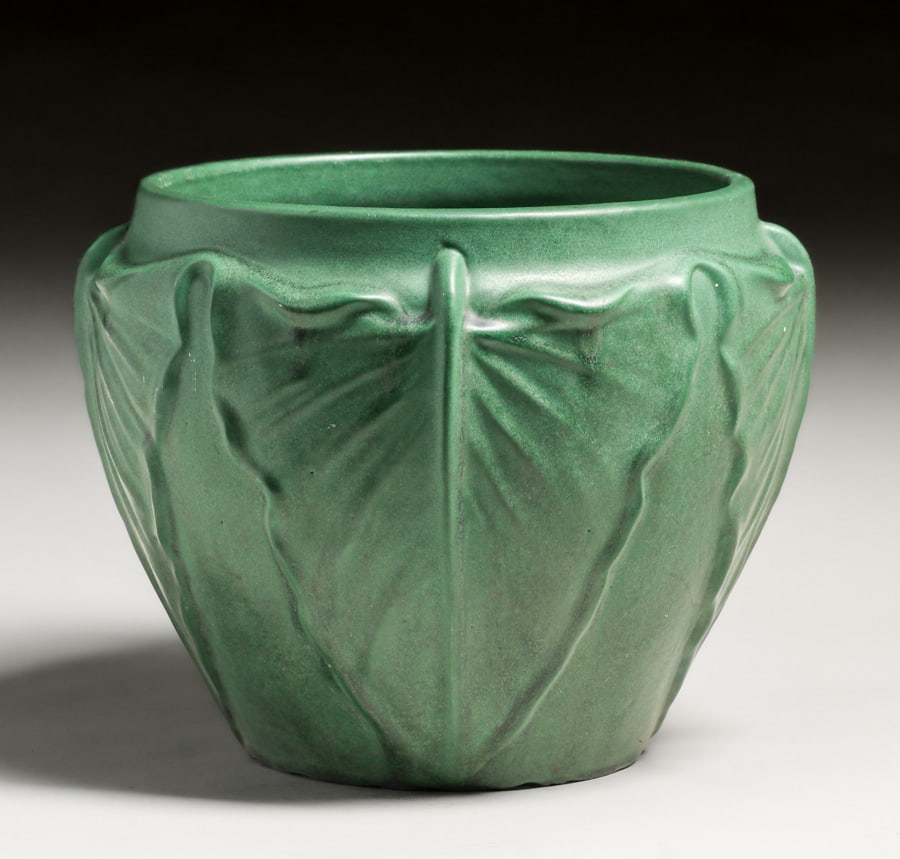 Weller Bedford Matte Green Leaf Jardiniere c1910 (1 of 4)
