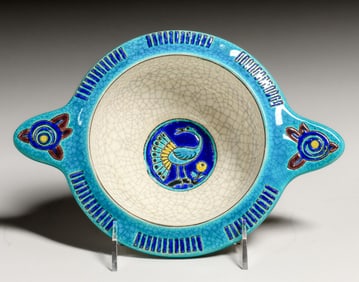 Longwy Pottery French Atelier Primevera Art Deco Bowl c1920s